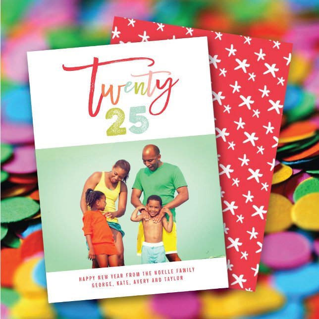 Colourful Brush 2025 Typography New Year Photo Holiday Card (Colorful Brush 2025 Typography New Year Photo Holiday Card @ fat_fa_tin)