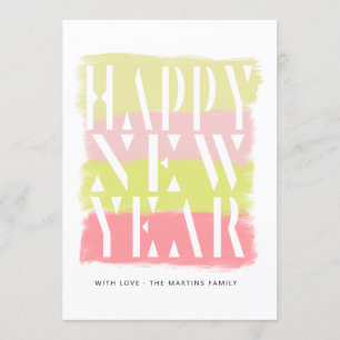 Colourful Brush Stroke Modern Happy New Year Card
