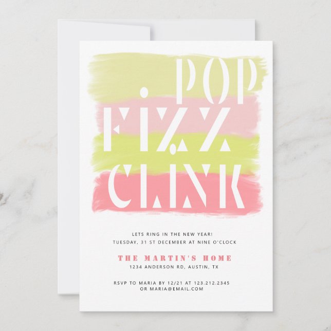 Colourful Brush Stroke Modern New Year Party Card (Front)