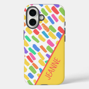 Colourful Brush Stroke Pattern with Name iPhone 16 Case