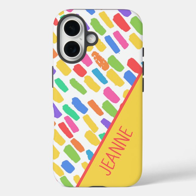 Colourful Brush Stroke Pattern with Name Case-Mate iPhone Case (Back)