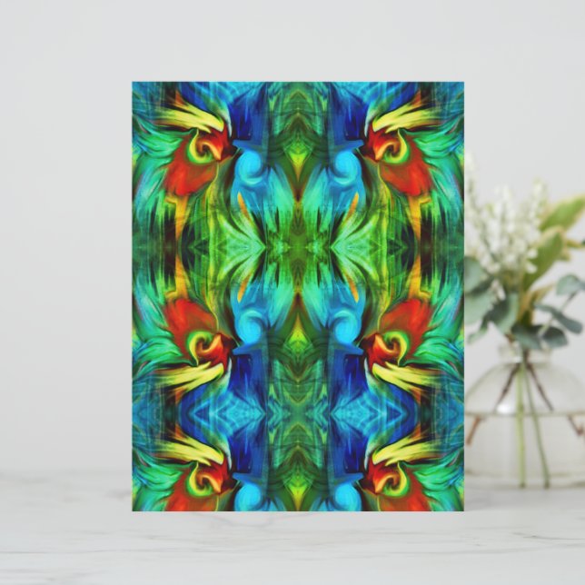 Colourful Brush Strokes Abstract Green Scrapbook  (Standing Front)