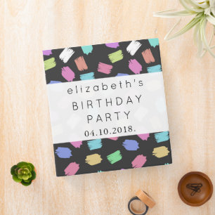Colourful Brush Strokes, Paint Brush, Birthday Binder