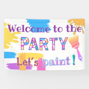 Colourful Brush Strokes paint party banner