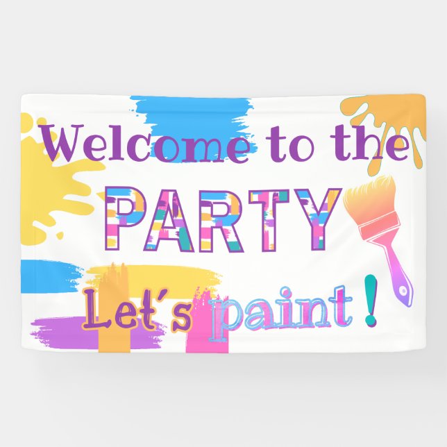 Colourful Brush Strokes paint party banner (Horizontal)
