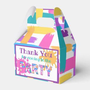 Colourful Brush Strokes paint party favour boxes 