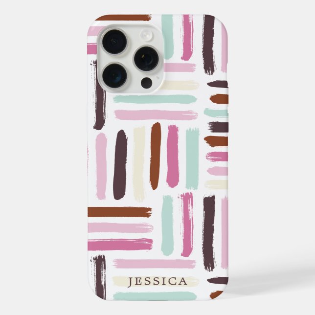 Colourful Brush Strokes Personalized iPhone Case (Back)