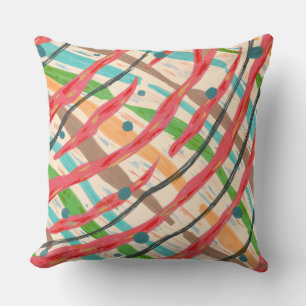 Colourful brush strokes throw pillow