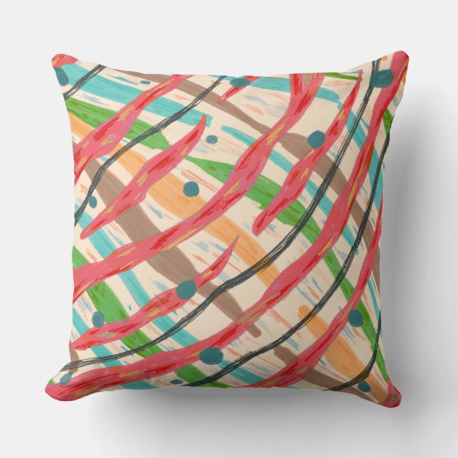 Colourful brush strokes throw pillow (Front)