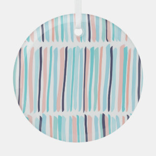 Colourful Brush Strokes: Vintage Scribble. Glass Ornament