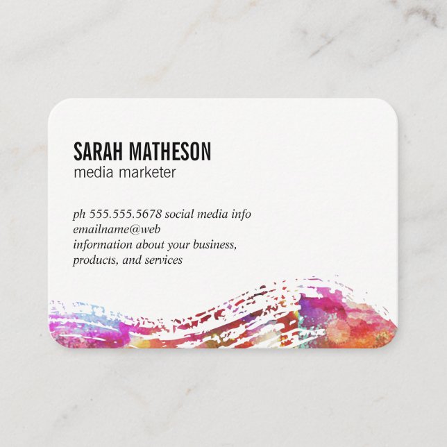 Colourful  Brushed Texture Business Card (Front)