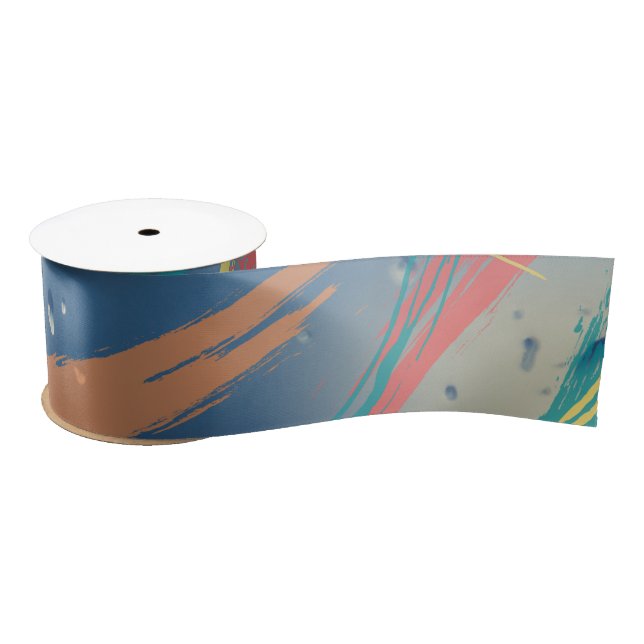 Colourful Brushstroke Ribbon with Raindrop Effect Satin Ribbon (Spool)