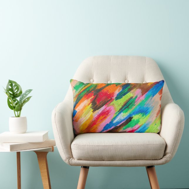 Colourful Brushstrokes - Abstract Modern Art  Lumbar Pillow (Chair)
