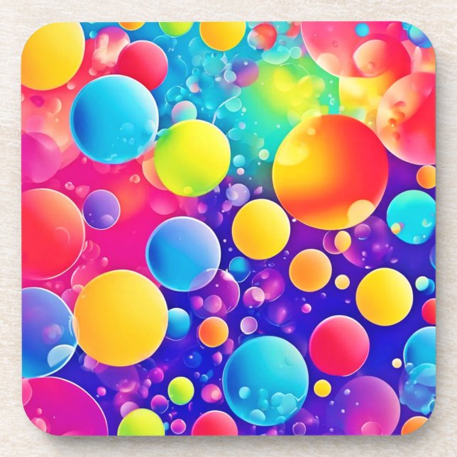Colourful Bubble Abstract Art Coaster (Front)