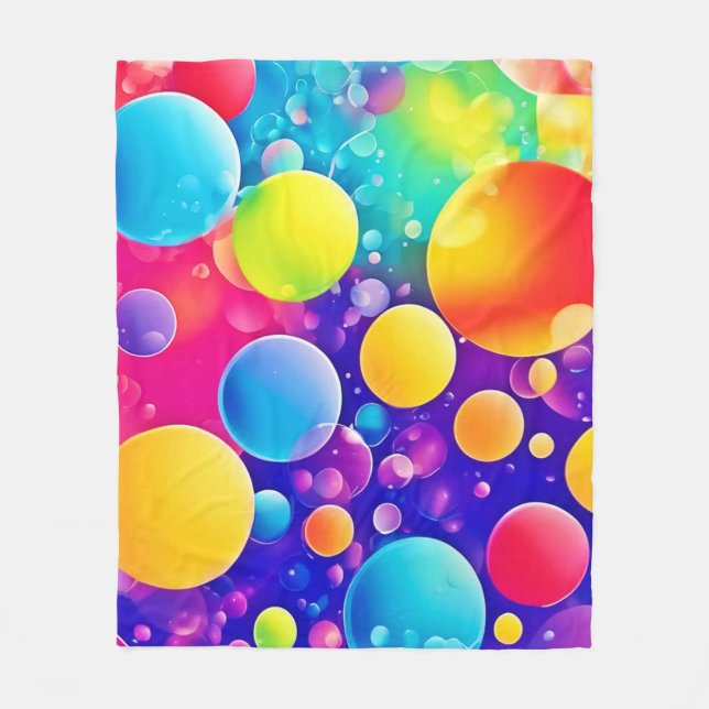 Colourful Bubble Abstract Art Fleece Blanket (Front)