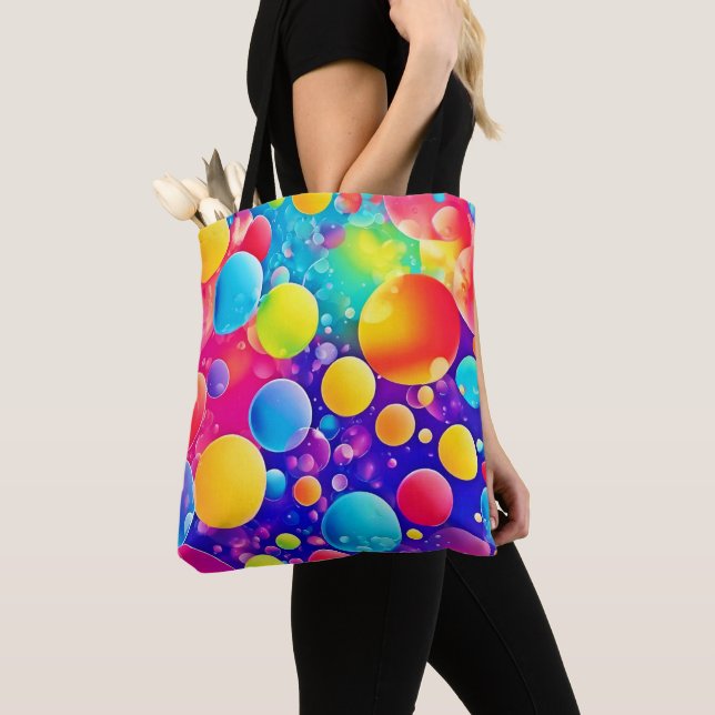 Colourful Bubble Abstract Art Tote Bag (Close Up)