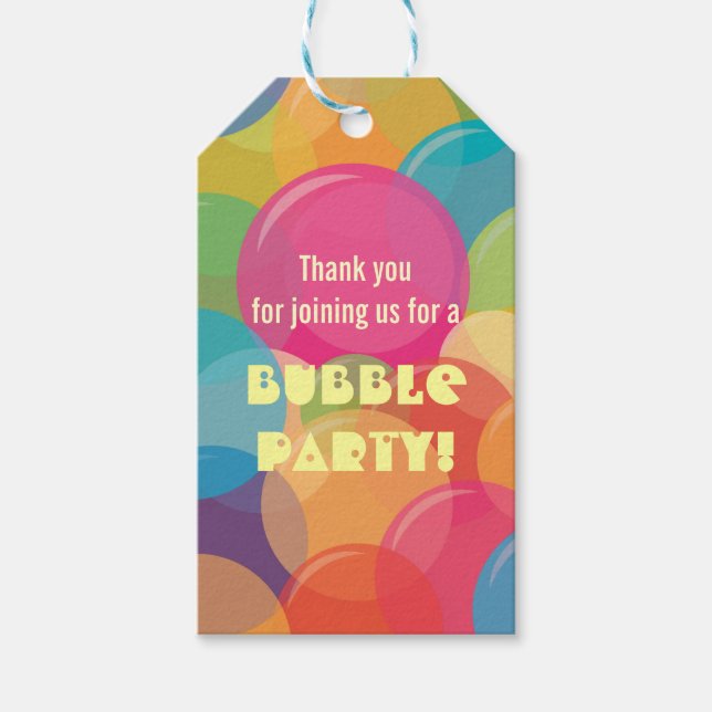 Colourful Bubble Birthday Party Gift Tags (Front)