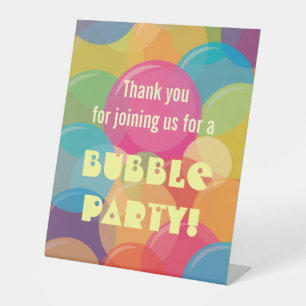 Colourful Bubble Birthday Party Pedestal Sign