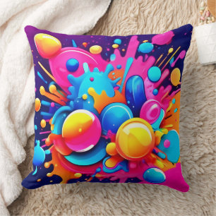 Colourful Bubble Blast Throw Pillow