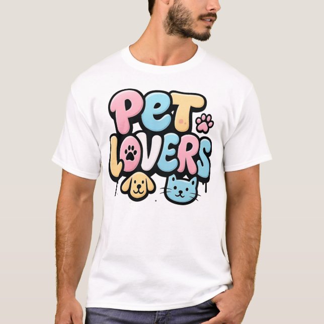 Colourful Bubble Font Pet Lovers T-Shirt (Front)