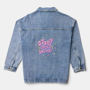 Colourful Bubble Letter Quote Denim Jacket