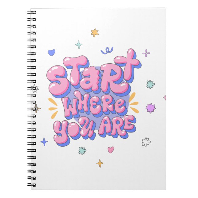 Colourful Bubble Letter Quote Notebook (Front)