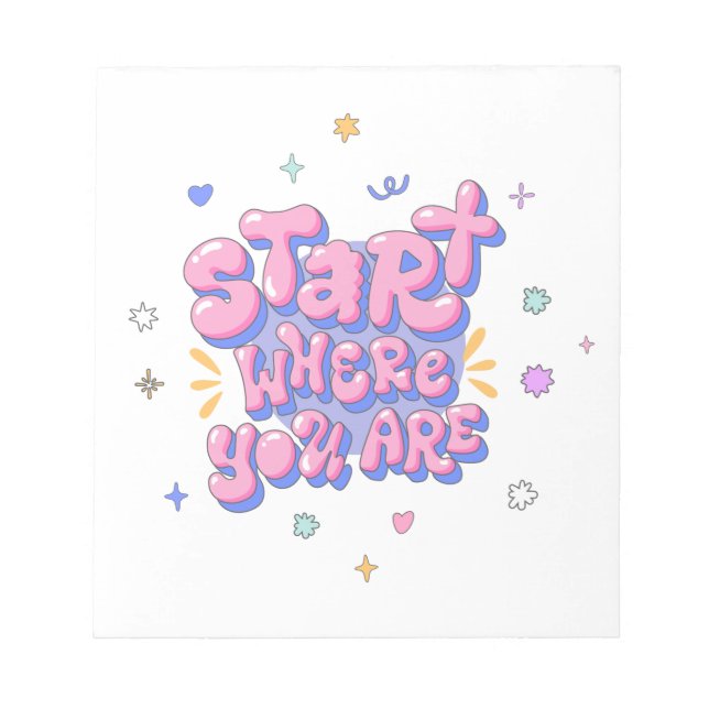 Colourful Bubble Letter Quote Notepad (Front)
