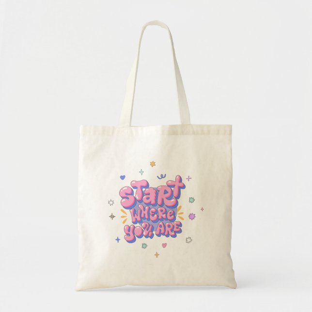 Colourful Bubble Letter Quote Tote Bag (Front)