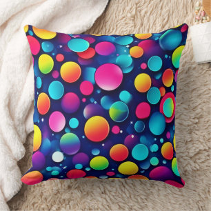 Colourful Bubble Symphony Throw Pillow