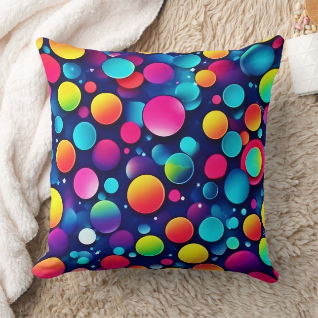 Colourful Bubble Symphony Throw Pillow (Blanket)