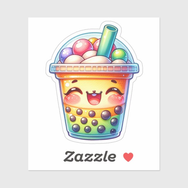 Colourful Bubble Tea Vinyl Stickers (Sheet)