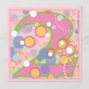 Colourful Bubbles 2nd Birthday Party Invitation