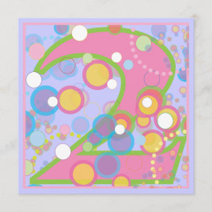 Colourful Bubbles 2nd Birthday Party Invitation