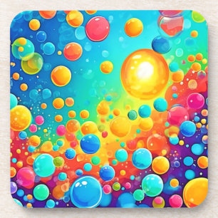 Colourful Bubbles Floating Art Coaster