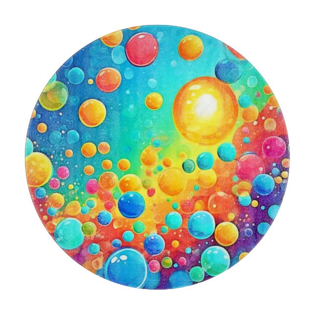 Colourful Bubbles Floating Art Cutting Board (Front)