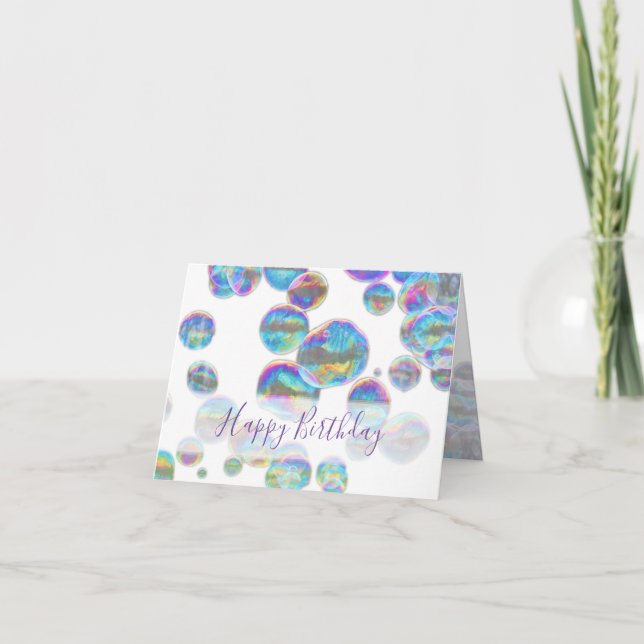 Colourful bubbles happy birthday greeting card (Front)