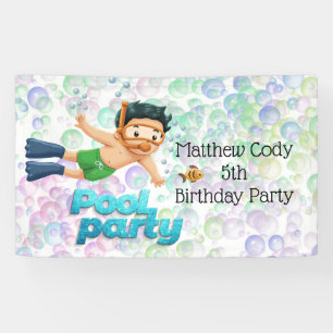 Colourful Bubbles Pool Party Banner