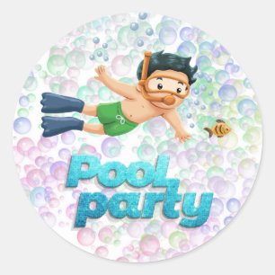 Colourful Bubbles Pool Party Classic Round Sticker