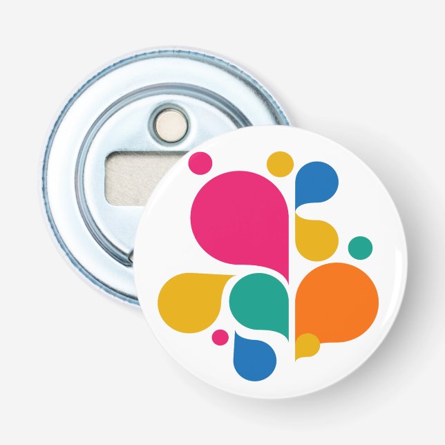 Colourful Bubbles Round Bottle Opener (Front)