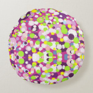 Colourful bubbles round pillow
