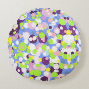 Colourful bubbles round pillow