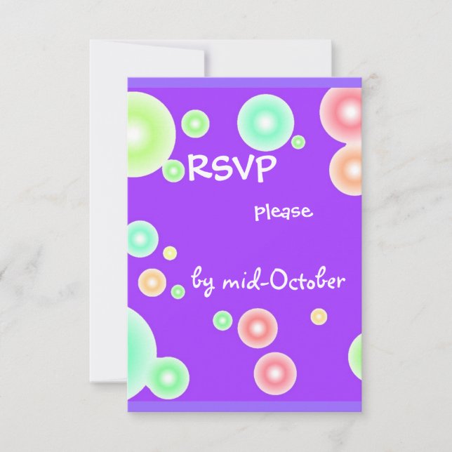 Colourful Bubbles RSVP Card (Front)