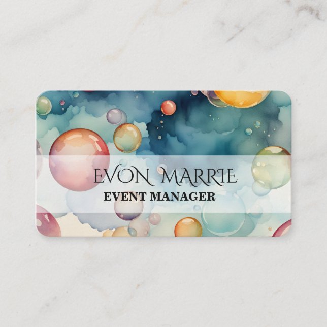 Colourful Bubbles Watercolor Art  Business Card (Front)