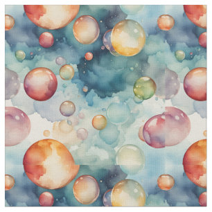 Colourful Bubbles Watercolor Art  Fabric