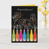 Colourful Bubbly Bottles And Swirls Congratulation Card (Yellow Flower)