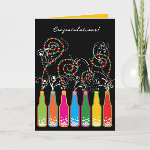 Colourful Bubbly Bottles And Swirls Congratulation Card