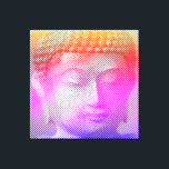 Colourful Buddha Face Statue Formed By Lines Canvas Print<br><div class="desc">The face of Siddhartha Gautama, Buddha, with carved effect.
Image formed by lines of variable width.
Gift idea for people that love Asian art and spirituality.</div>