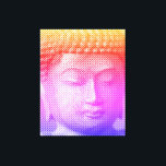 Colourful Buddha Face Statue Formed By Lines Canvas Print<br><div class="desc">The face of Siddhartha Gautama, Buddha, with carved effect.
Image formed by lines of variable width.
Gift idea for people that love Asian art and spirituality.</div>