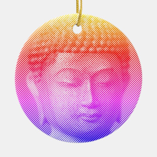 Colourful Buddha Face Statue Formed By Lines Ceramic Ornament (Front)