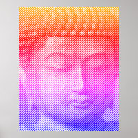 Colourful Buddha Face Statue Formed By Lines